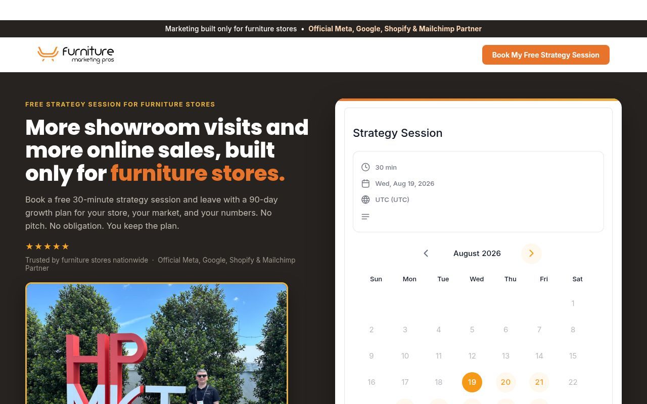 Homepage screenshot of go.furnituremarketingpros.com