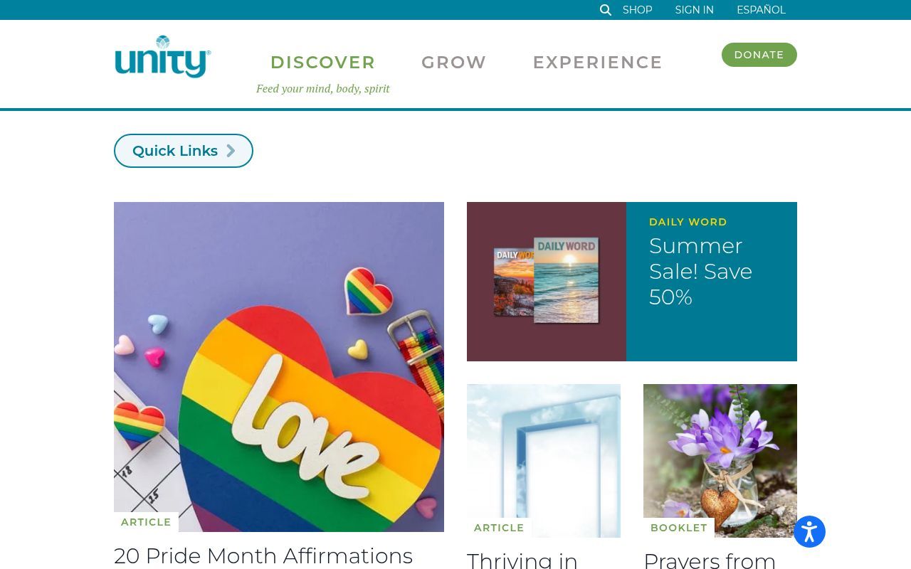 Homepage screenshot of go.unity.org