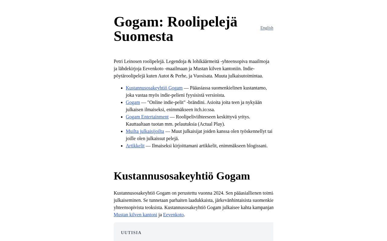 Homepage screenshot of gogam.eu