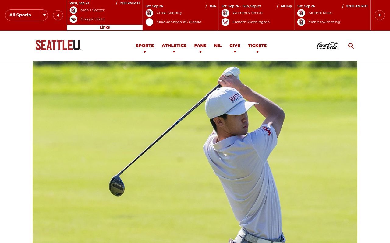 Homepage screenshot of goseattleu.com