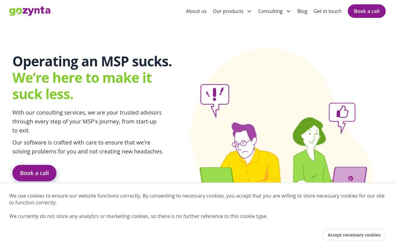 Homepage screenshot of gozynta.com