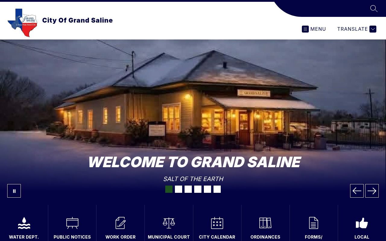 Homepage screenshot of grandsalinetx.gov