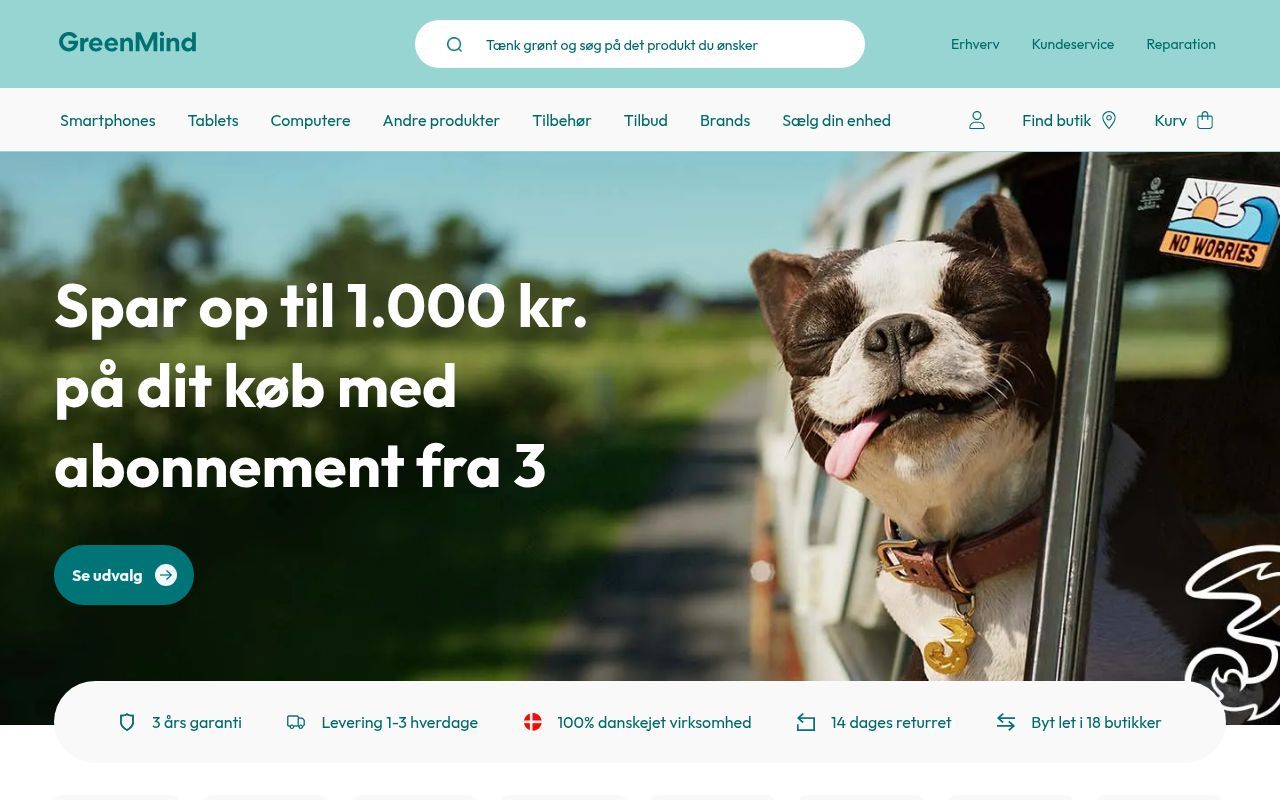 Homepage screenshot of greenmind.dk