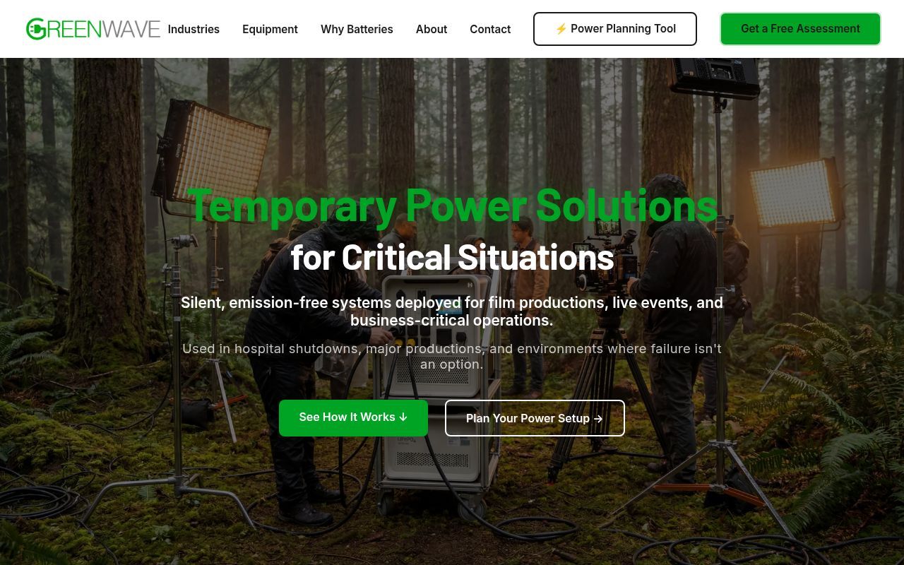 Homepage screenshot of greenwaverentals.com