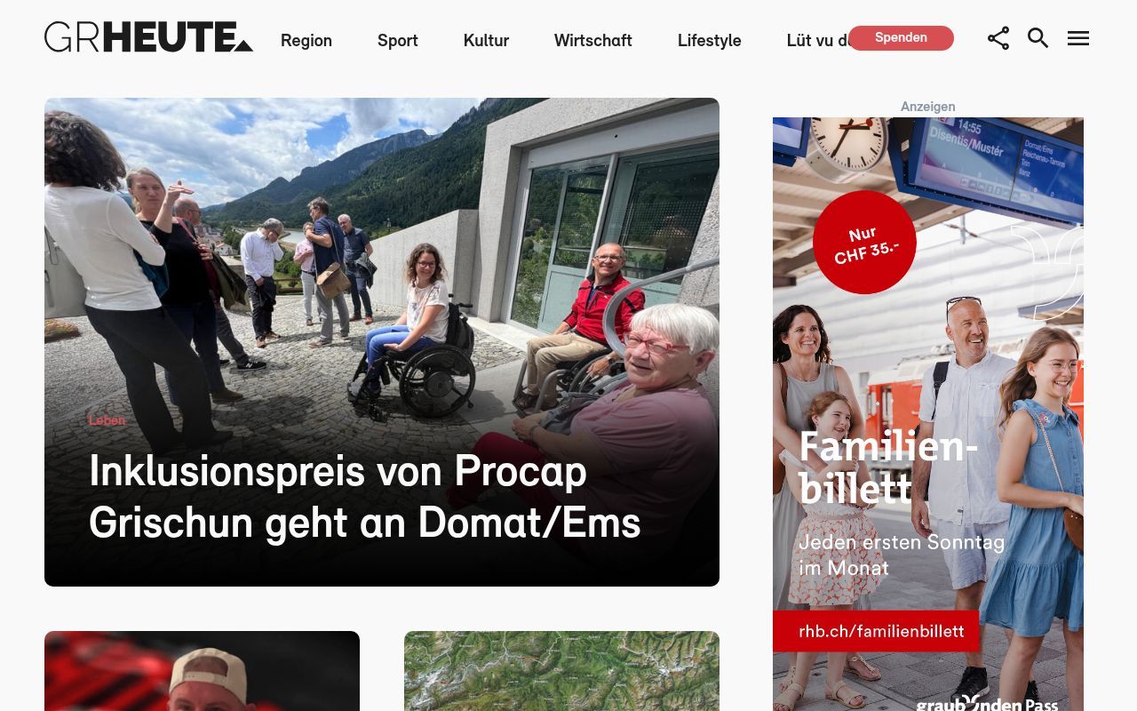 Homepage screenshot of grheute.ch
