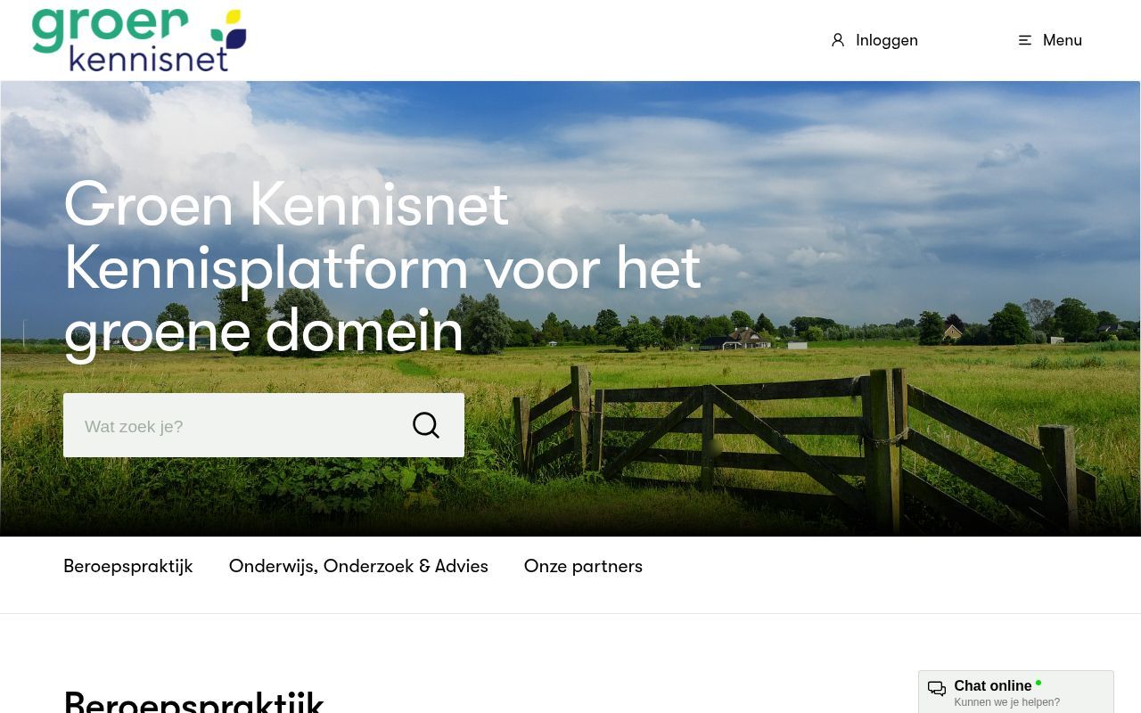 Homepage screenshot of groenkennisnet.nl