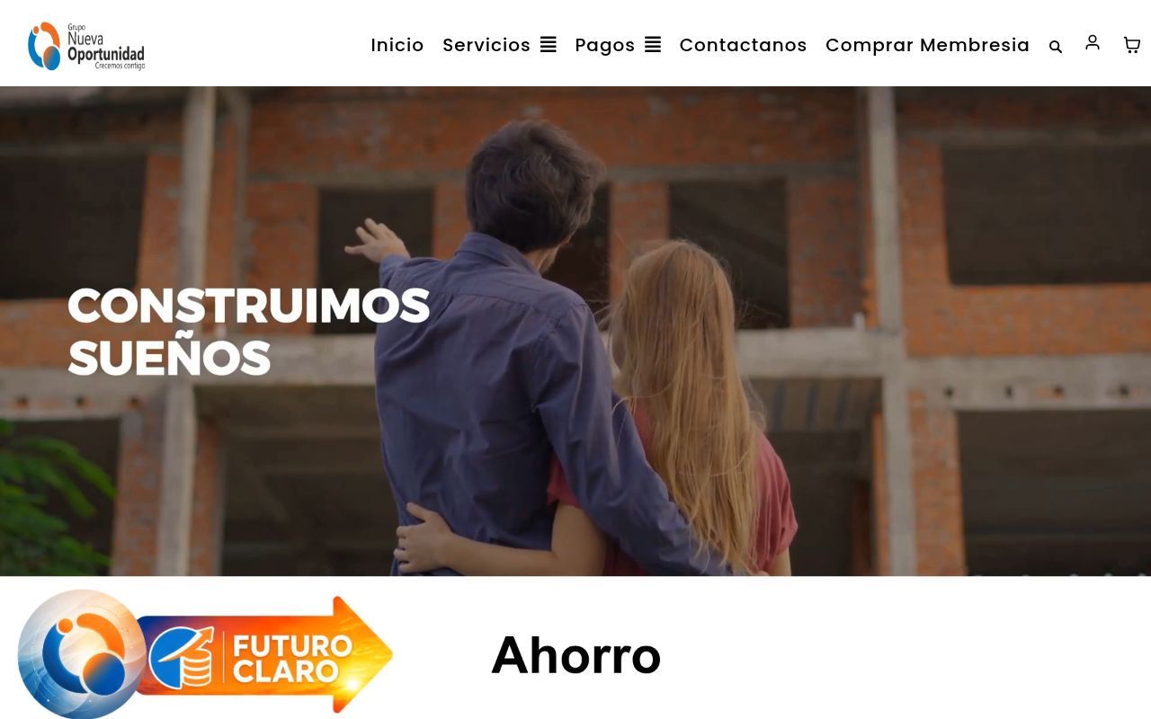 Homepage screenshot of gruponuevaoportunidad.com