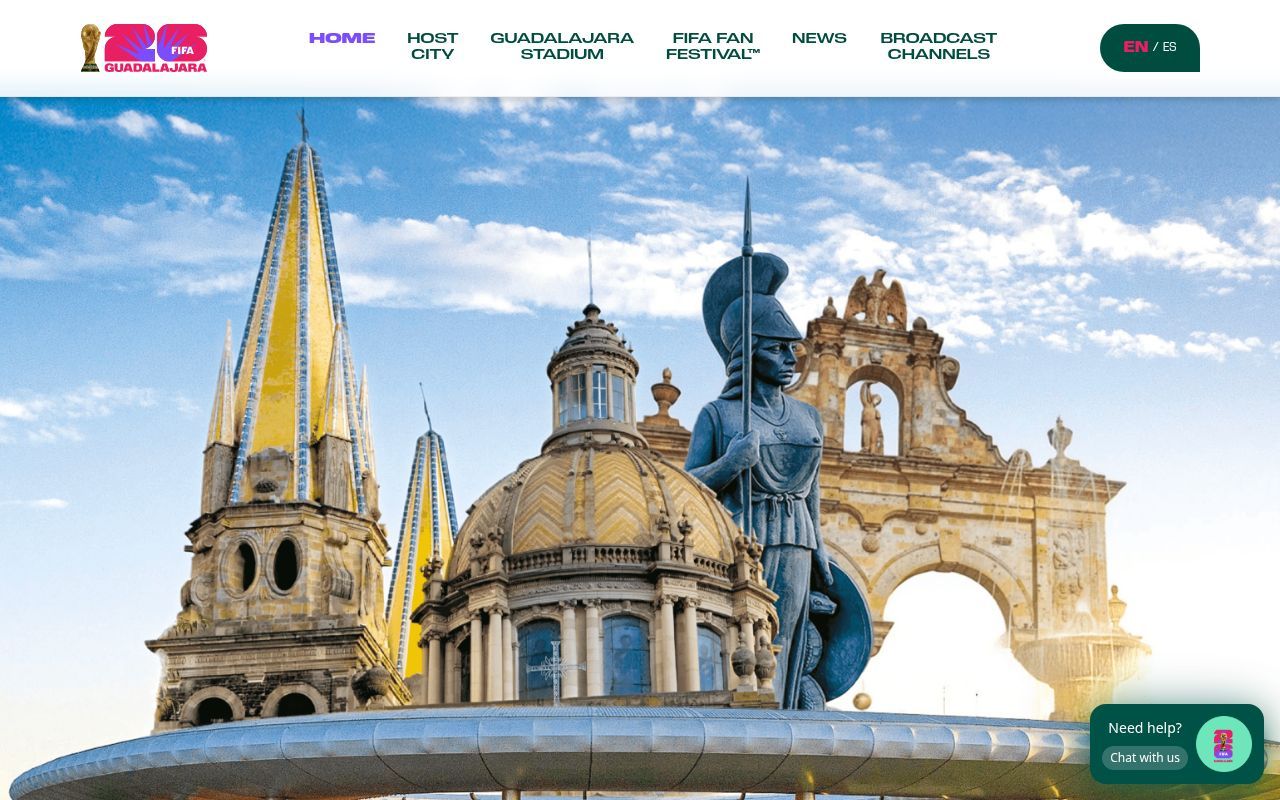 Homepage screenshot of guadalajarafwc26.com