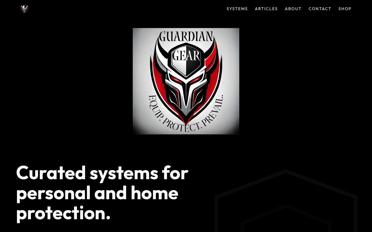 Homepage screenshot of guardiangearhq.com