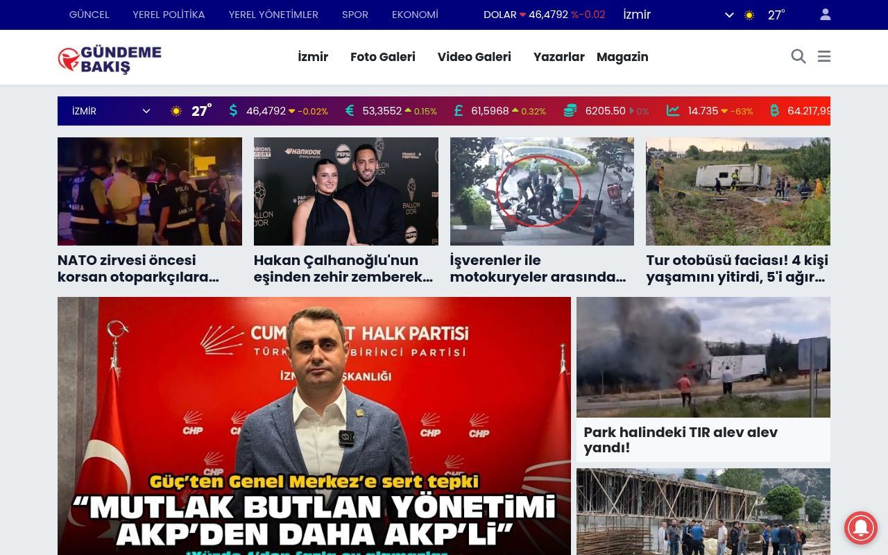 Homepage screenshot of gundemebakis.com