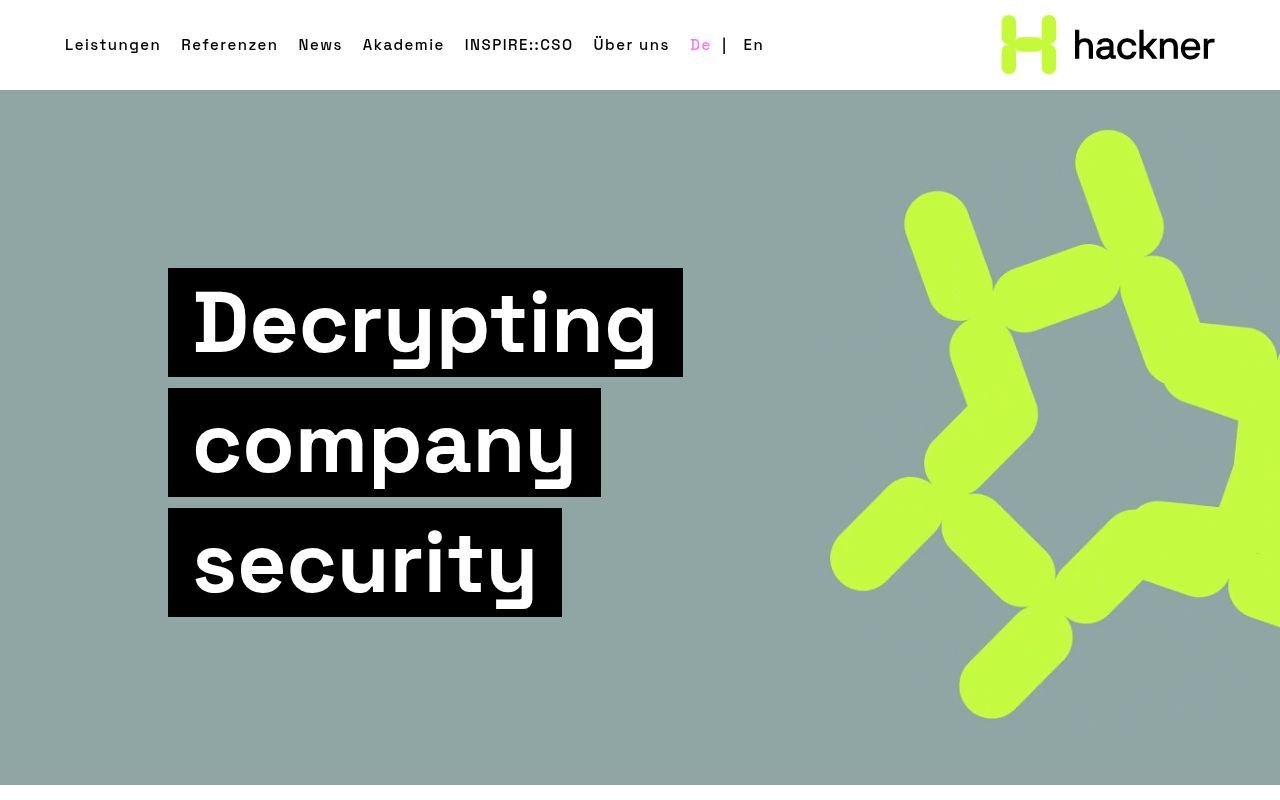 Homepage screenshot of hackner-security.com
