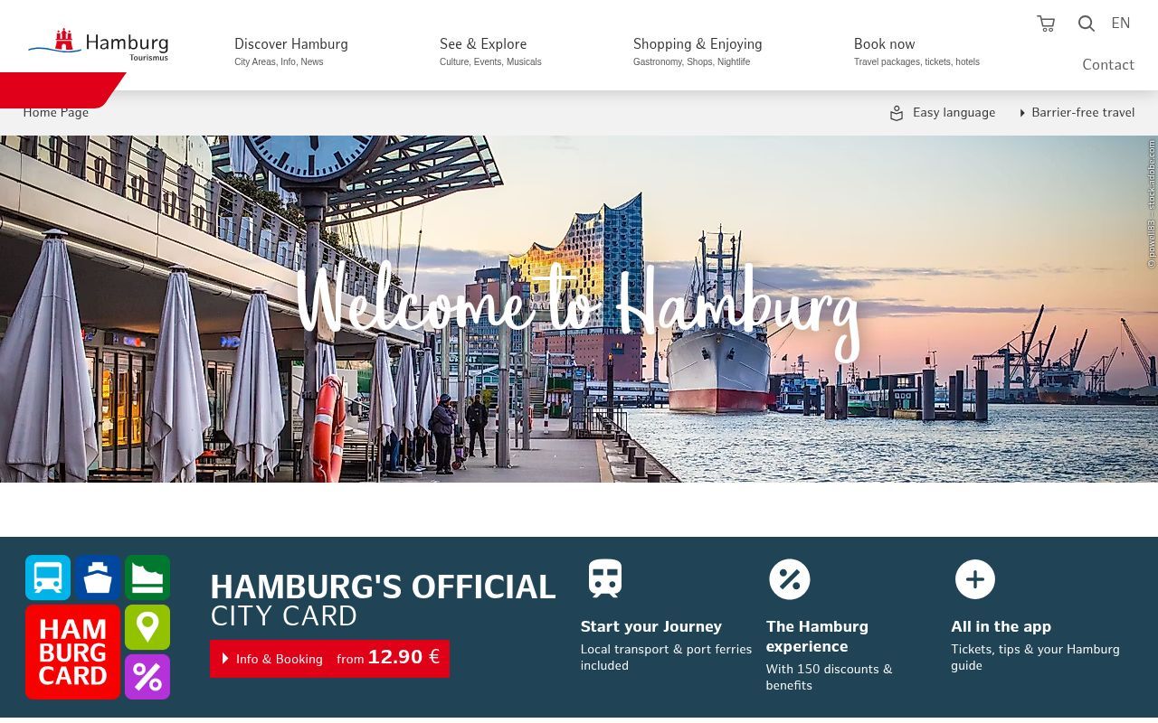 Homepage screenshot of hamburg-travel.com