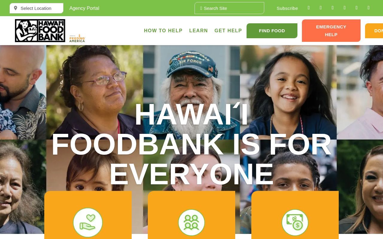 Homepage screenshot of hawaiifoodbank.org