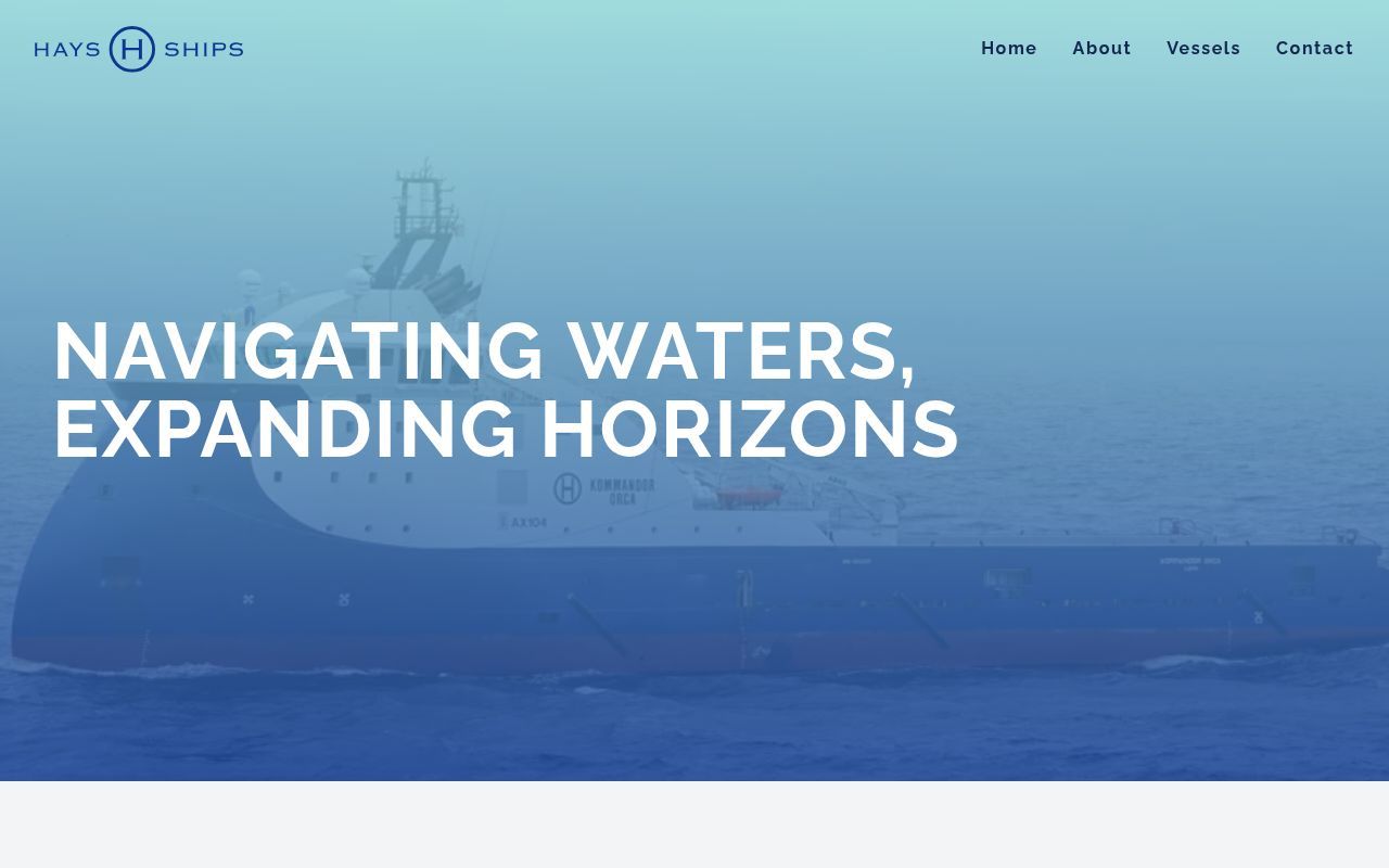 Homepage screenshot of haysships.com