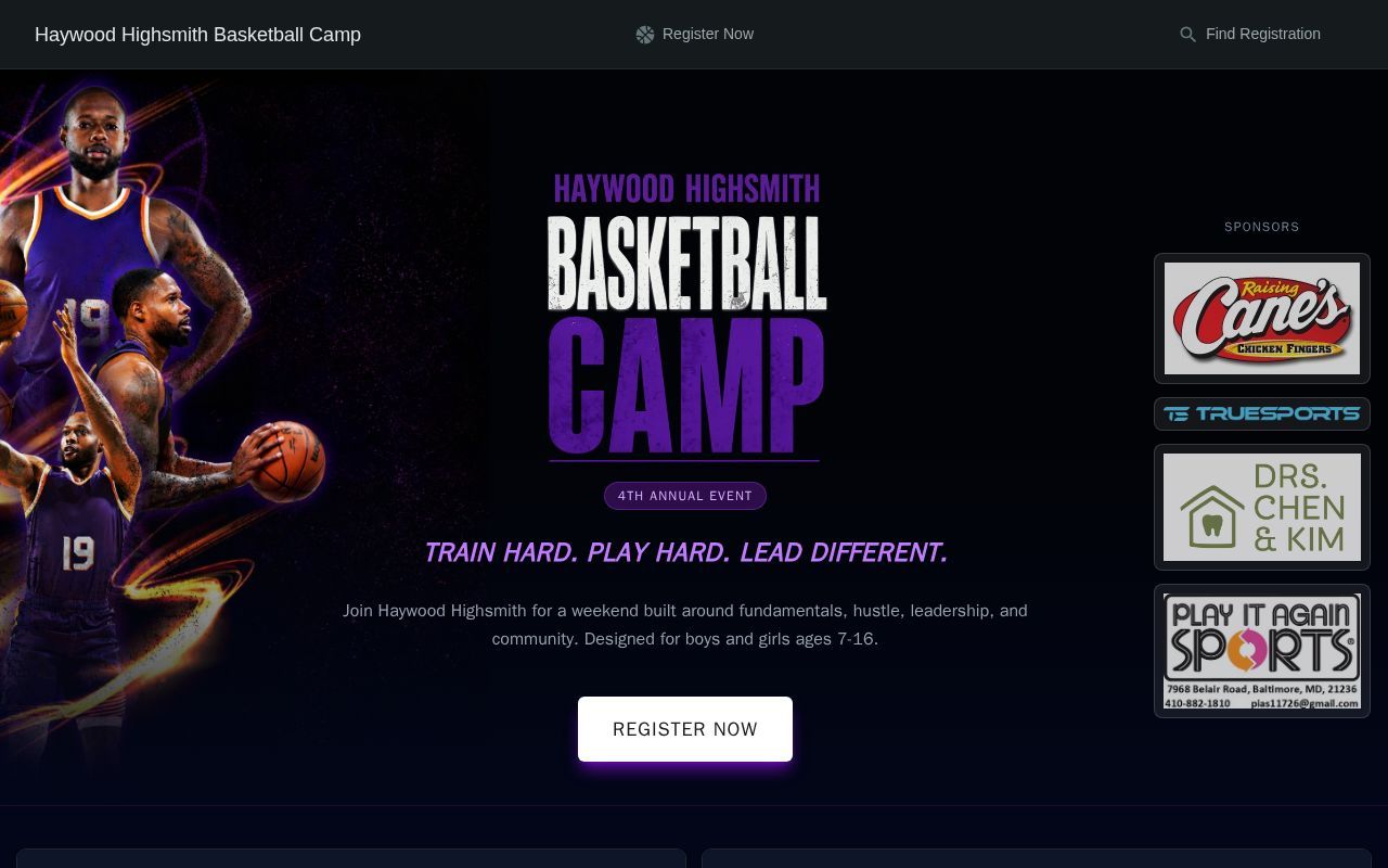 Homepage screenshot of haywoodhighsmithcamp.com
