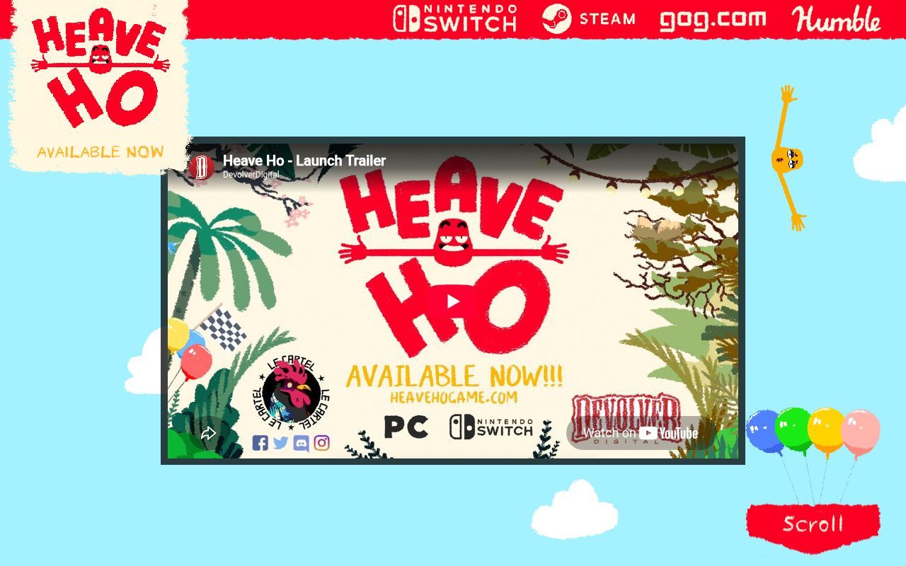 Homepage screenshot of heavehogame.com