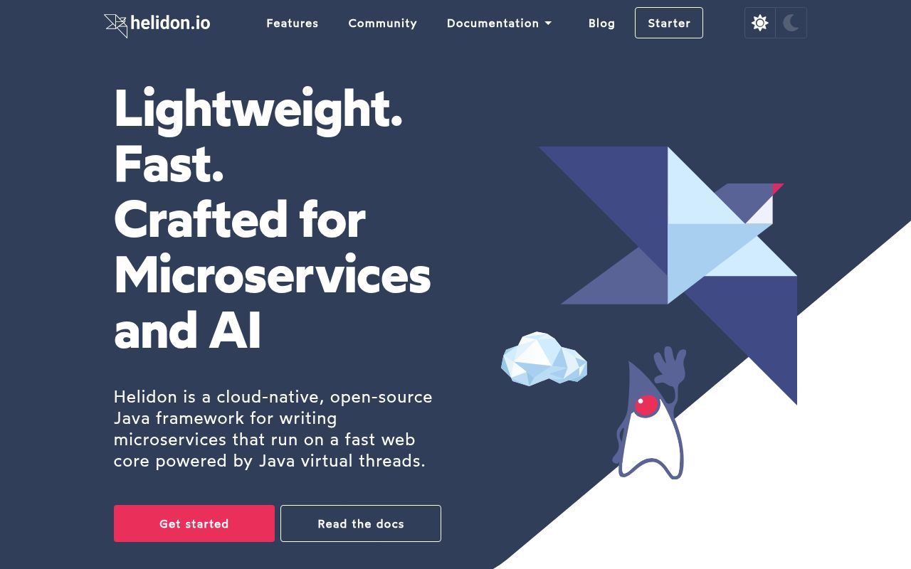 Homepage screenshot of helidon.io