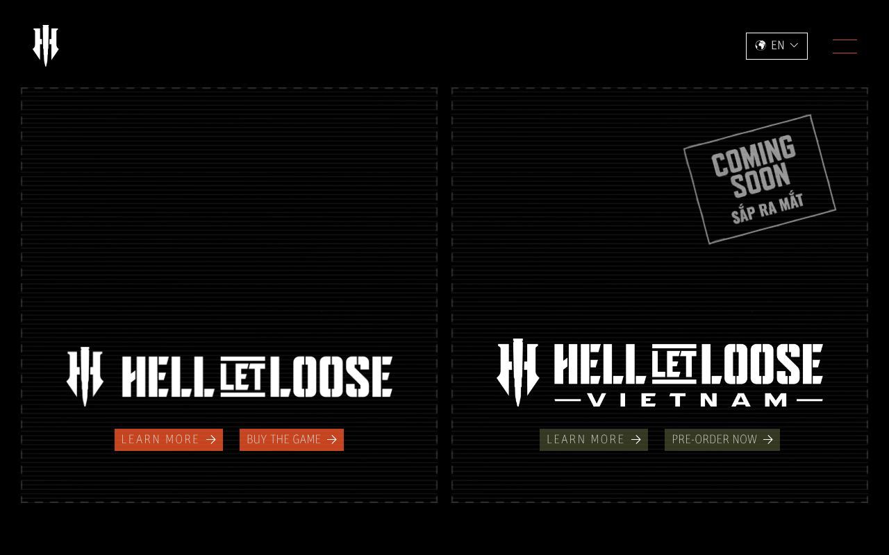 Homepage screenshot of hellletloose.com
