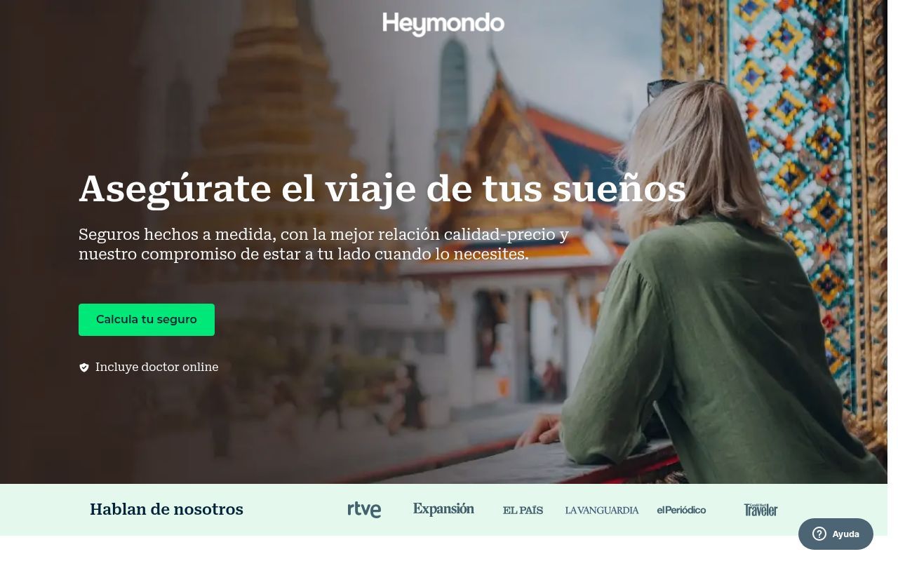 Homepage screenshot of heymondo.es