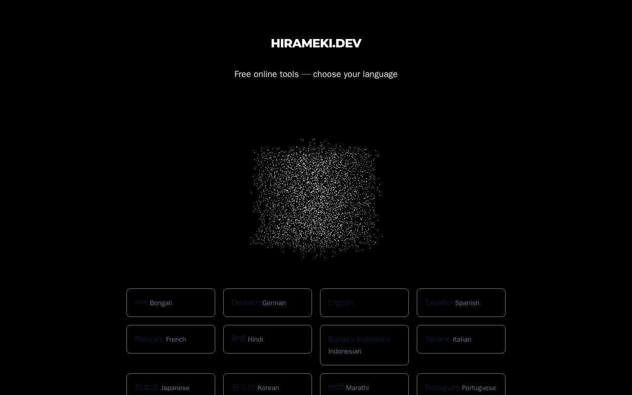 Homepage screenshot of hirameki.dev