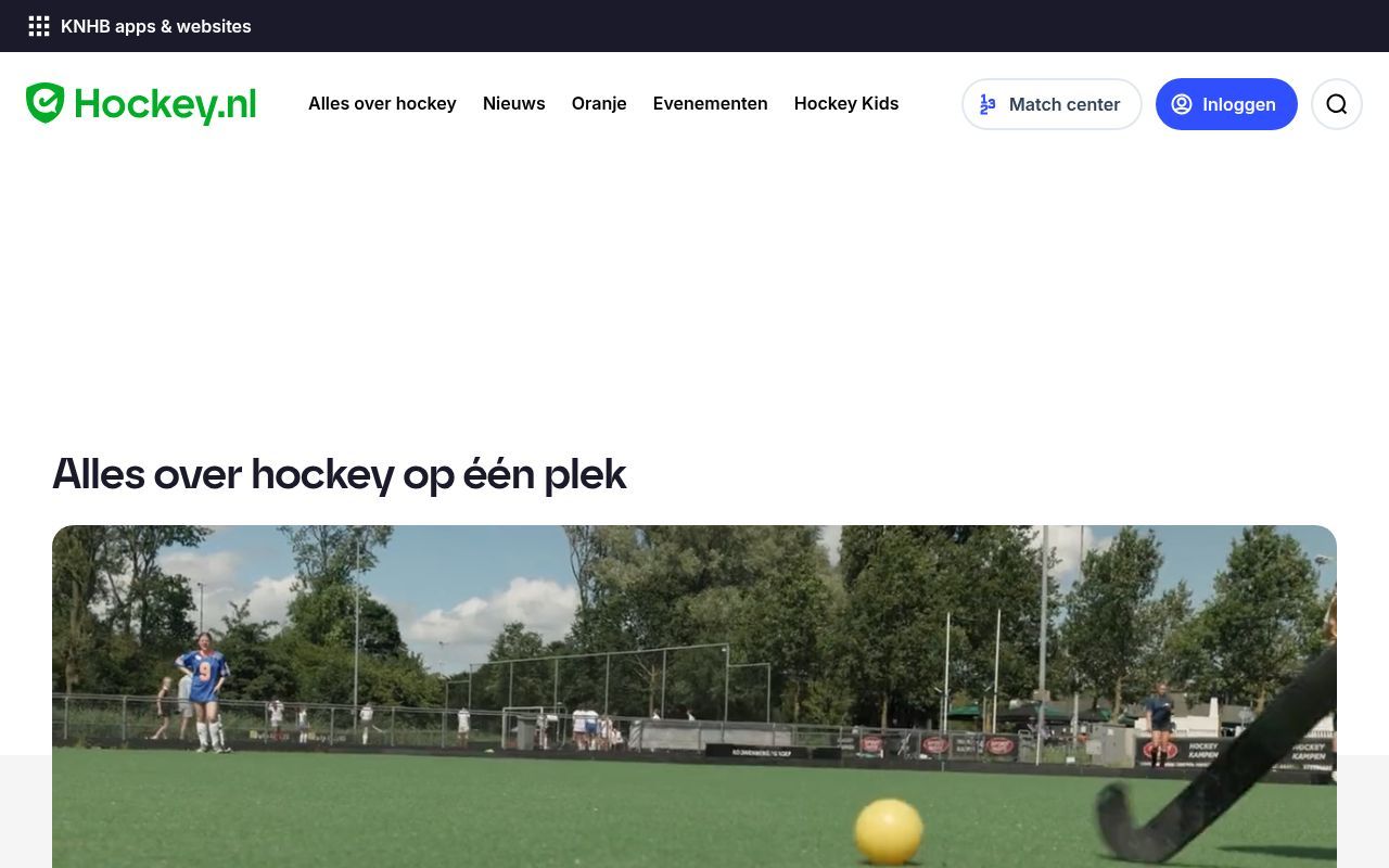 Homepage screenshot of hockey.nl