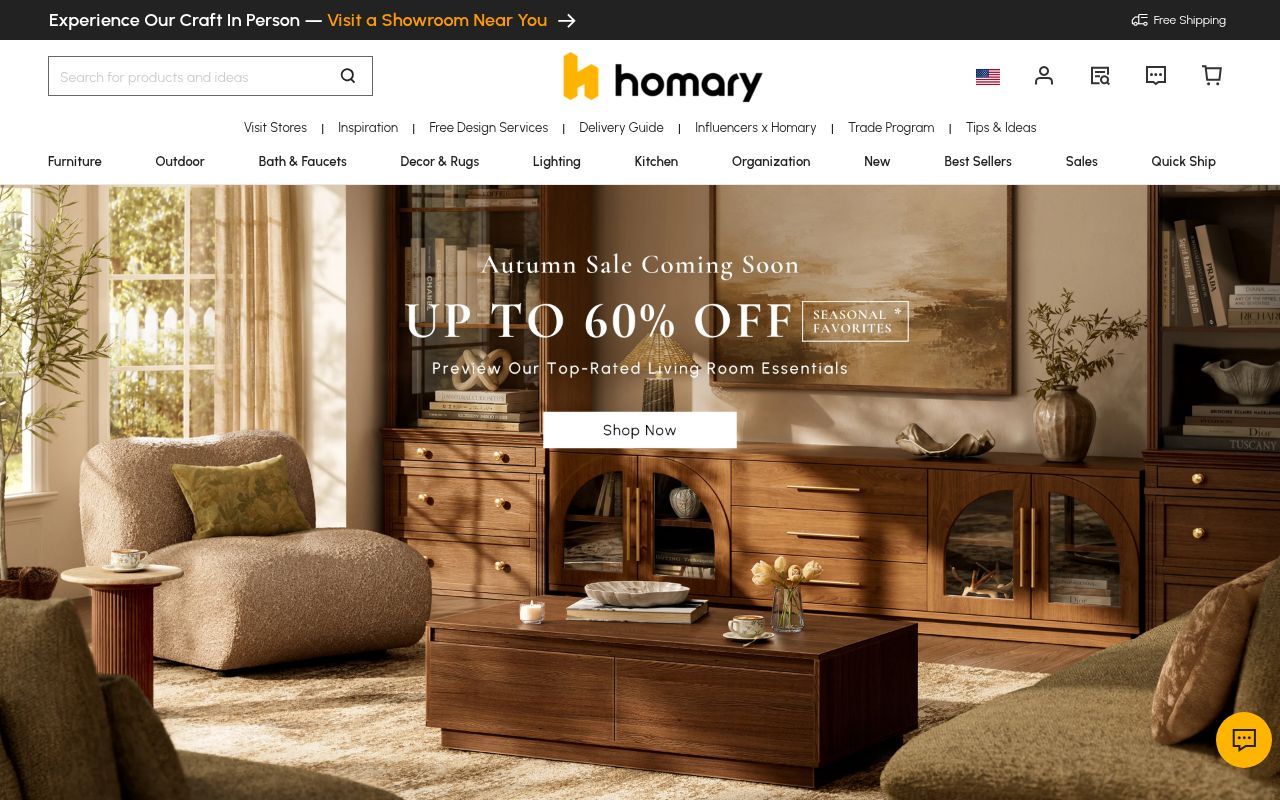 Homepage screenshot of homary.com
