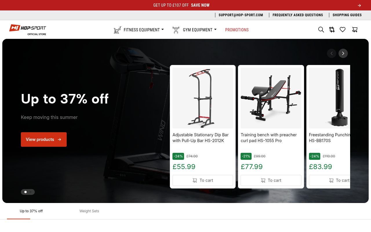 Homepage screenshot of hop-sport.uk