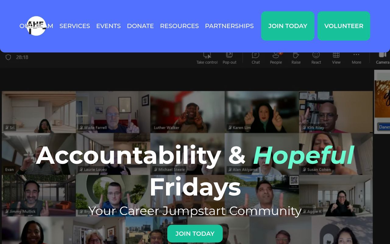 Homepage screenshot of hopefulfridays.org