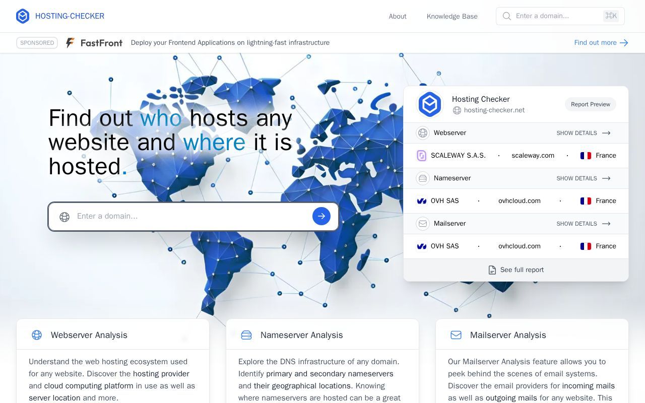 Homepage screenshot of hosting-checker.net