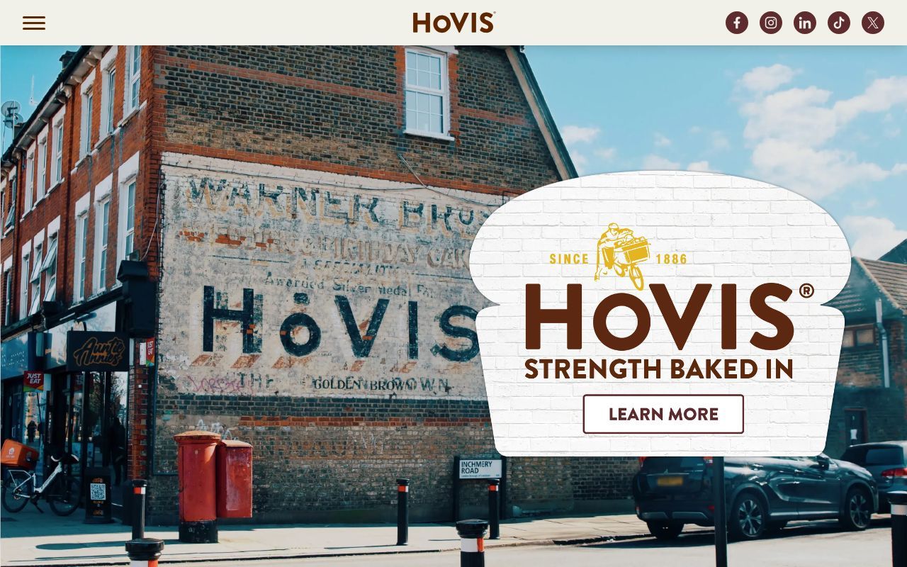 Homepage screenshot of hovis.co.uk