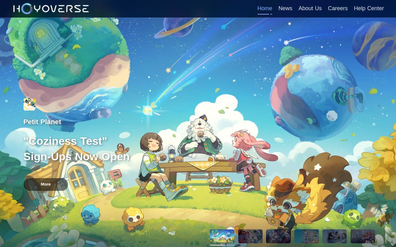 Homepage screenshot of hoyoverse.com