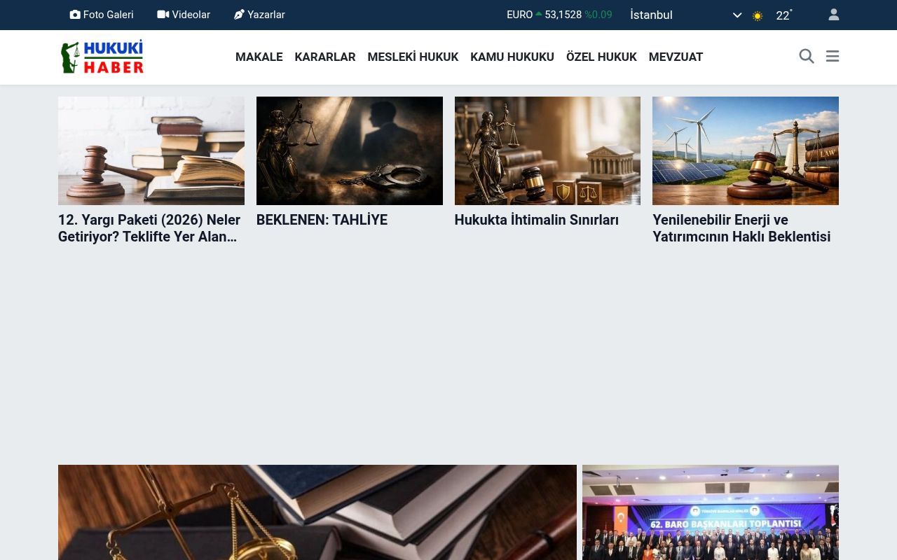 Homepage screenshot of hukukihaber.net