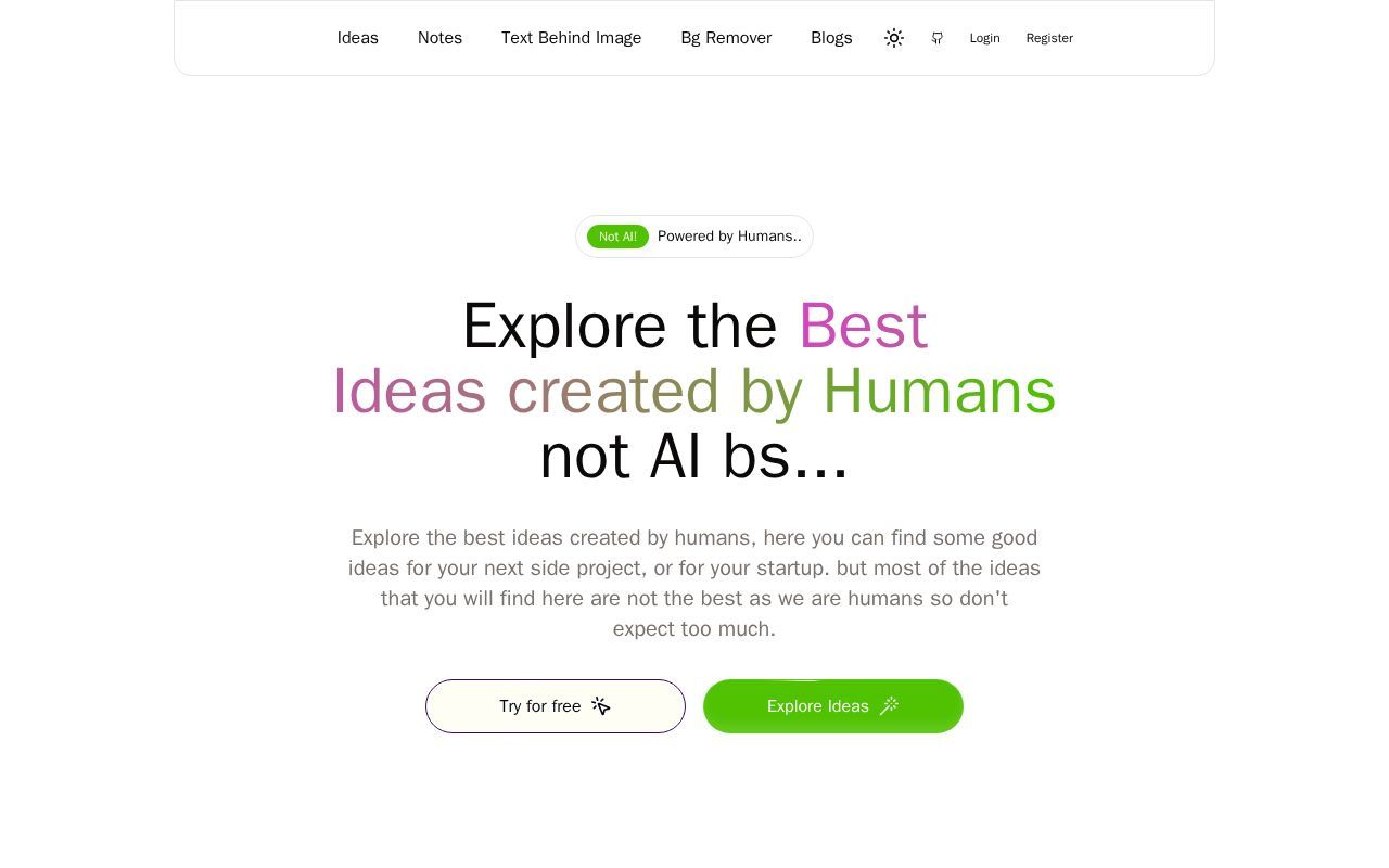 Homepage screenshot of human-ideas.giessen.dev