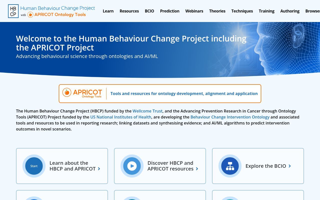 Homepage screenshot of humanbehaviourchange.org