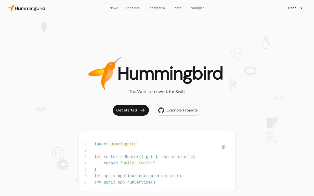 Homepage screenshot of hummingbird.codes