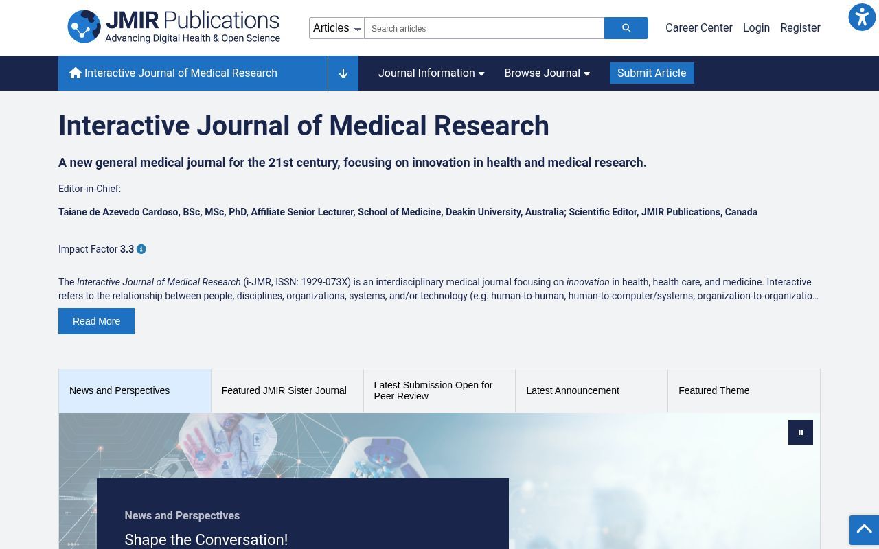 Homepage screenshot of i-jmr.org