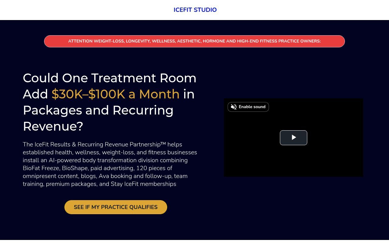 Homepage screenshot of icefitstudio.com