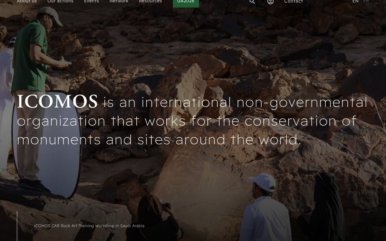 Homepage screenshot of icomos.org