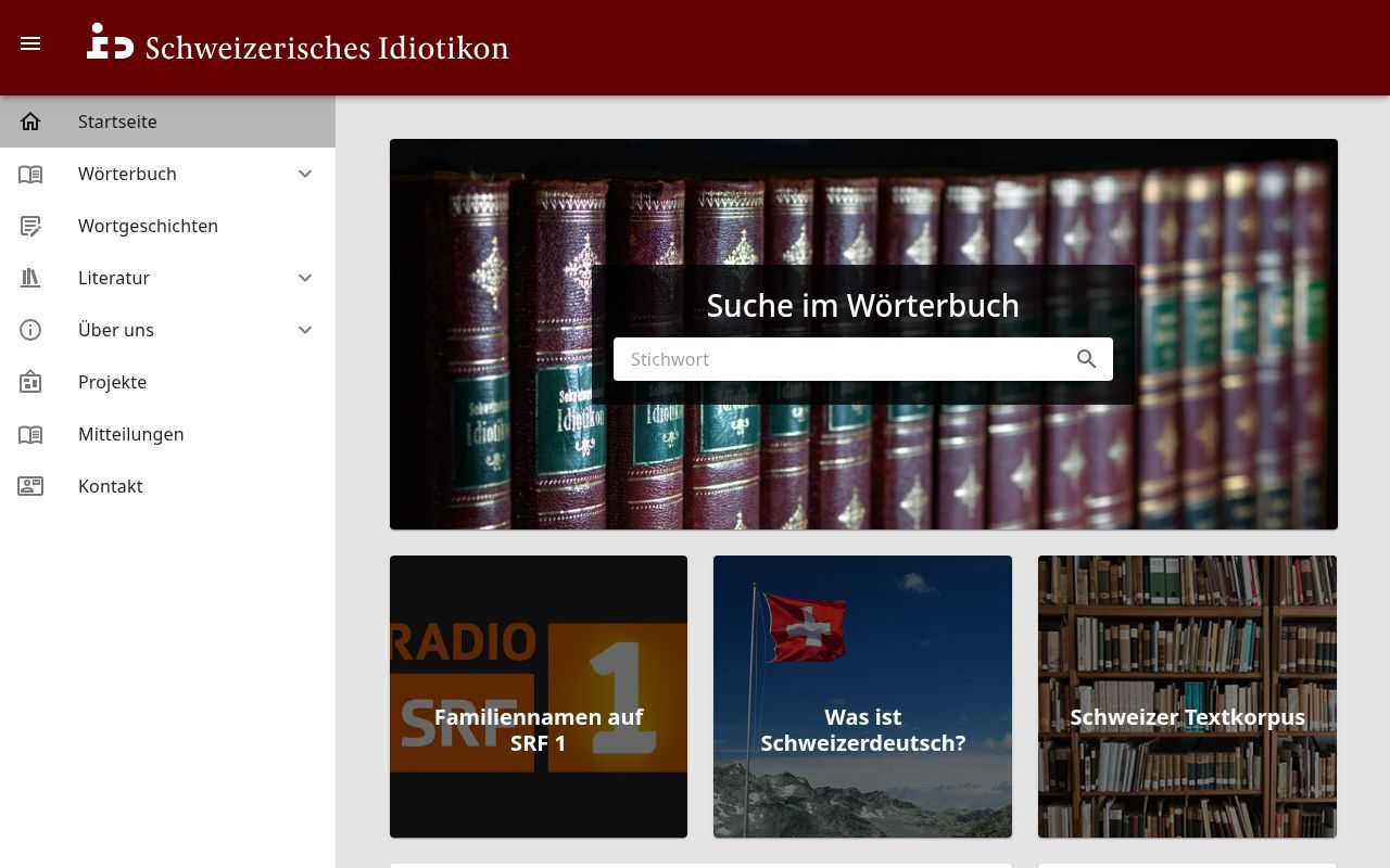 Homepage screenshot of idiotikon.ch