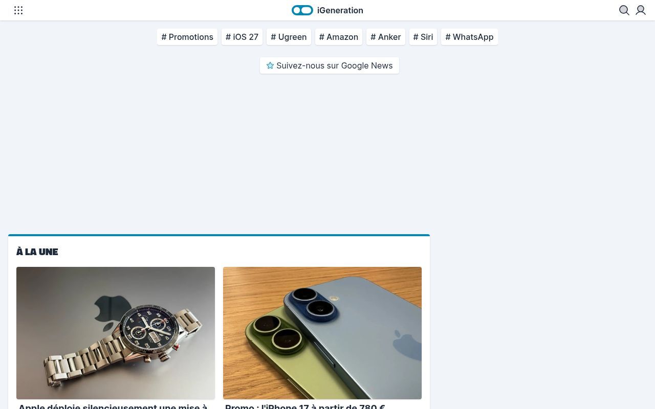 Homepage screenshot of igen.fr