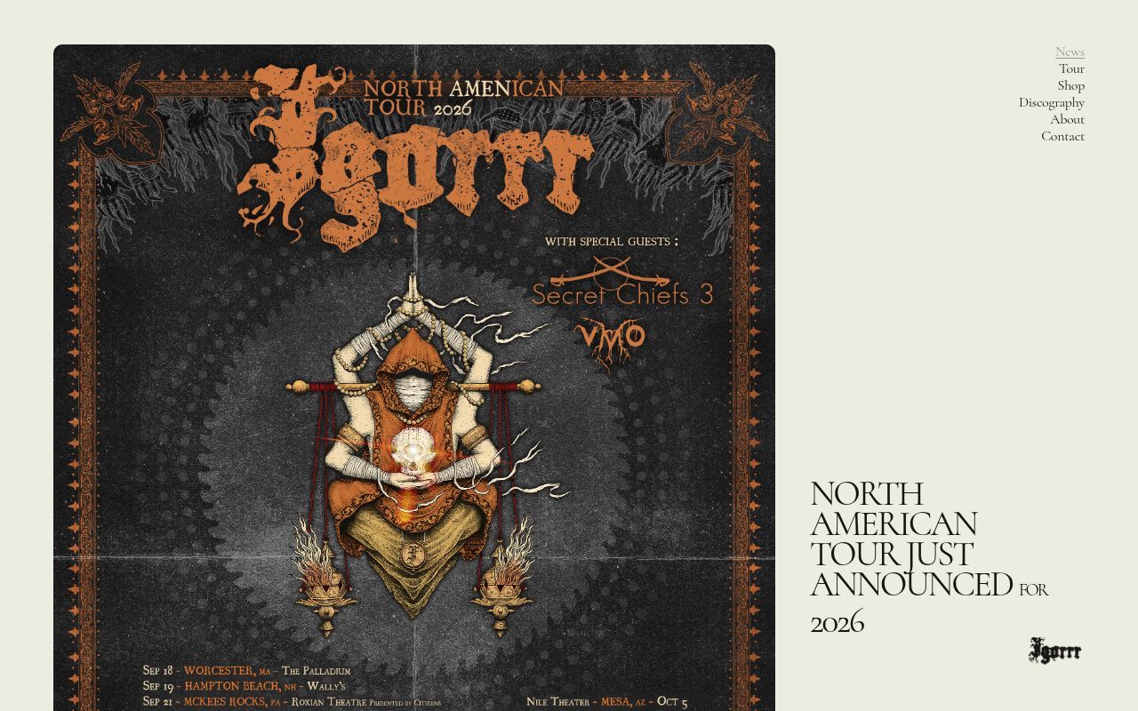 Homepage screenshot of igorrr.com