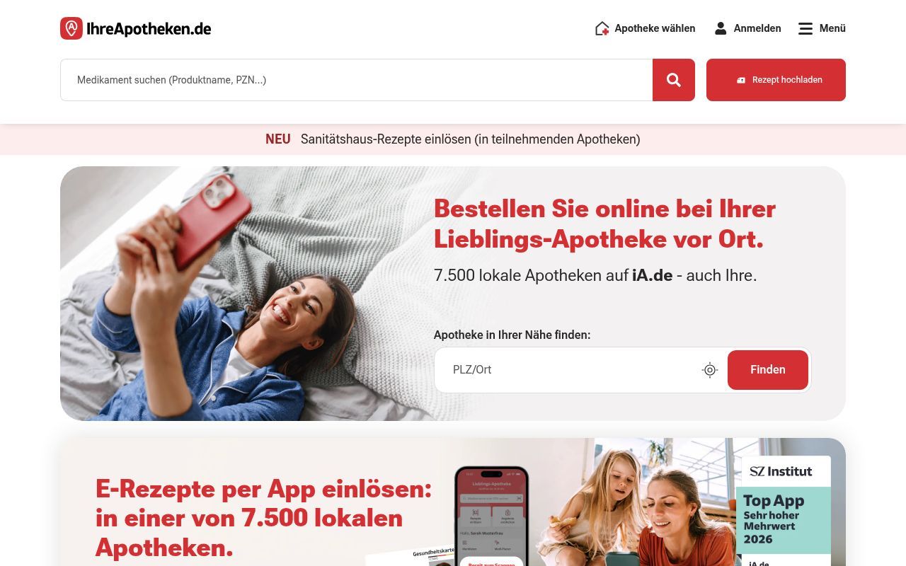Homepage screenshot of ihreapotheken.de