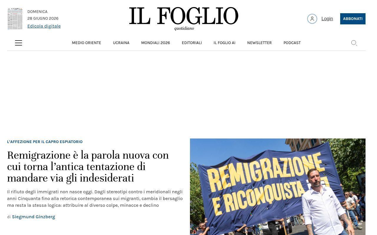 Homepage screenshot of ilfoglio.it