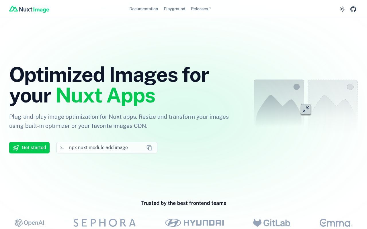 Homepage screenshot of image.nuxt.com