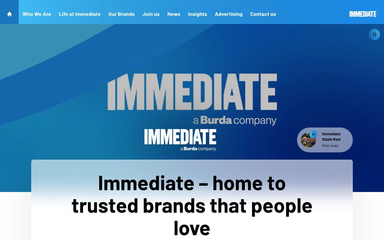 Homepage screenshot of immediate.co.uk