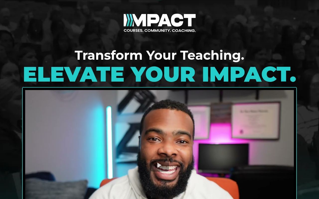 Homepage screenshot of impact-courses.com