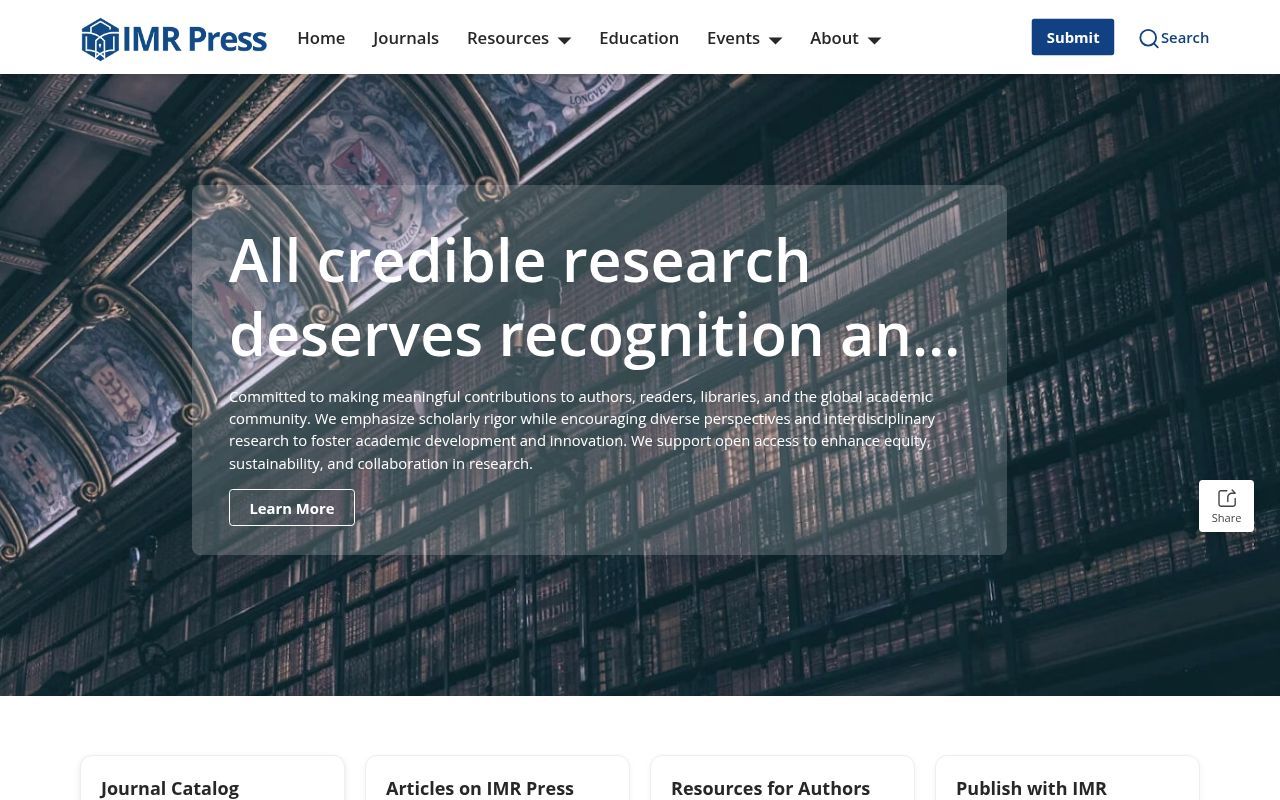 Homepage screenshot of imrpress.com