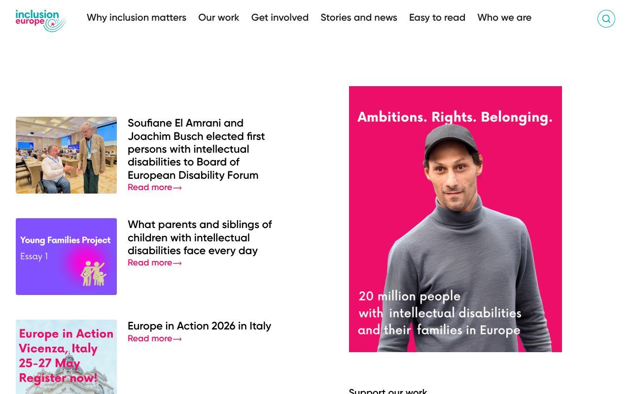 Homepage screenshot of inclusion.eu