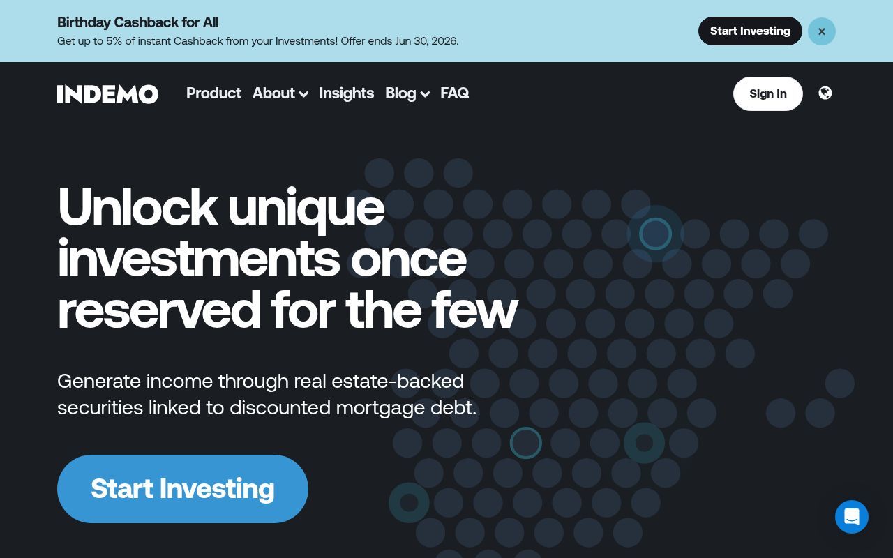 Homepage screenshot of indemo.eu