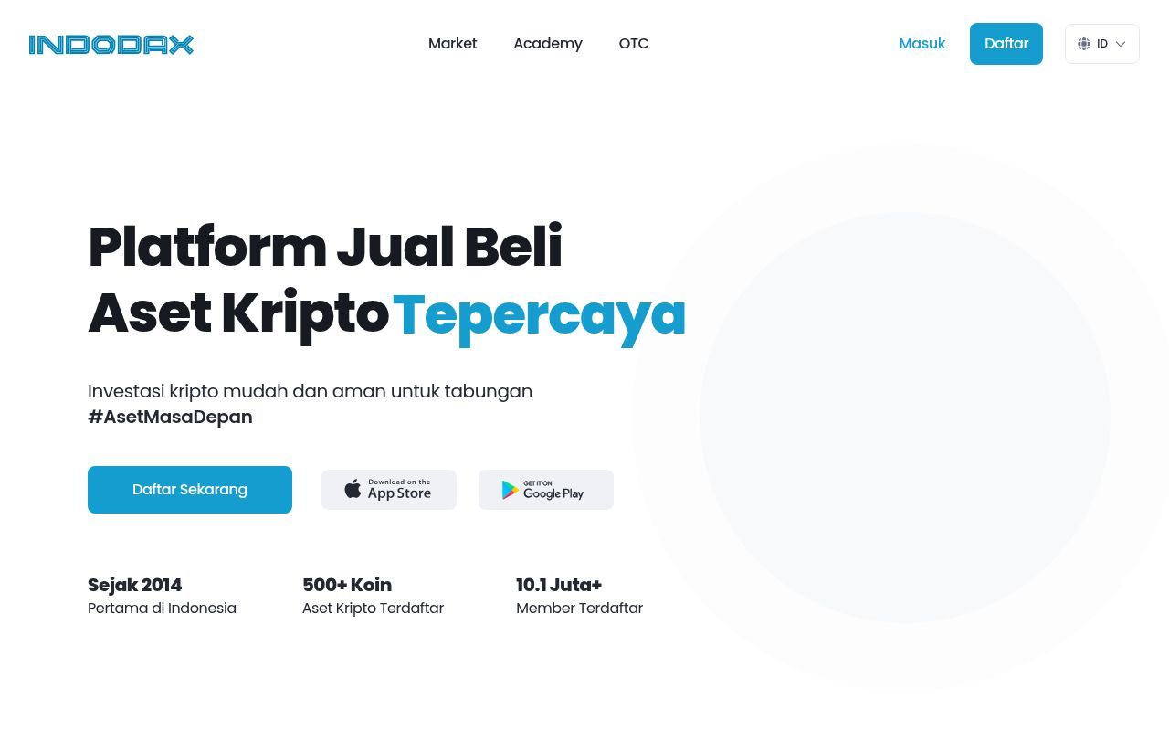 Homepage screenshot of indodax.com